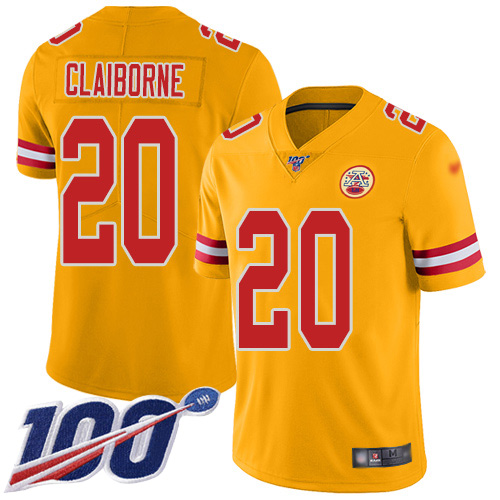 Men Kansas City Chiefs 20 Claiborne Morris Limited Gold Inverted Legend 100th Season Football Nike NFL Jersey